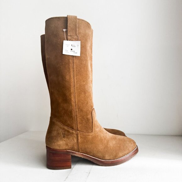 Frye Camryn Tall Pull On Unlined Suede Boots Dune Brown 10 - Picture 3 of 7